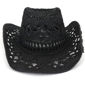 Black straw cowgirl hat